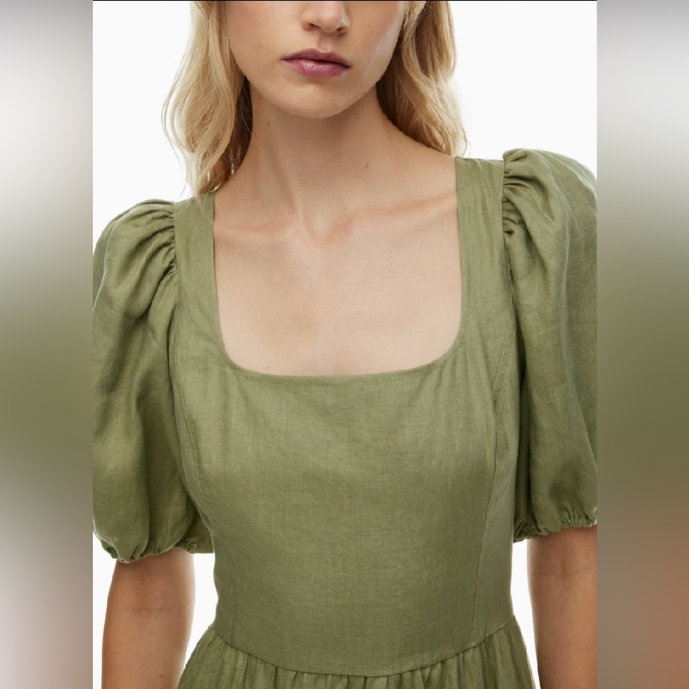 Aritzia Wilfred Ascot Linen Fit and Flare Midi Dress